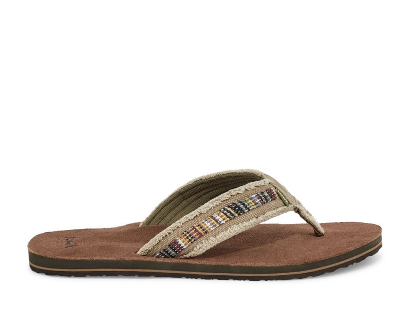 Men Sanuk Fraid So Eco Friendly Flip Flops Khaki | XIP247690