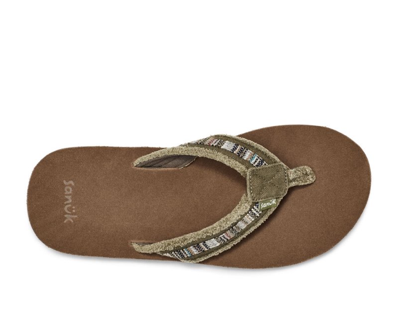 Men Sanuk Fraid So Eco Friendly Flip Flops Brown | RAK672819