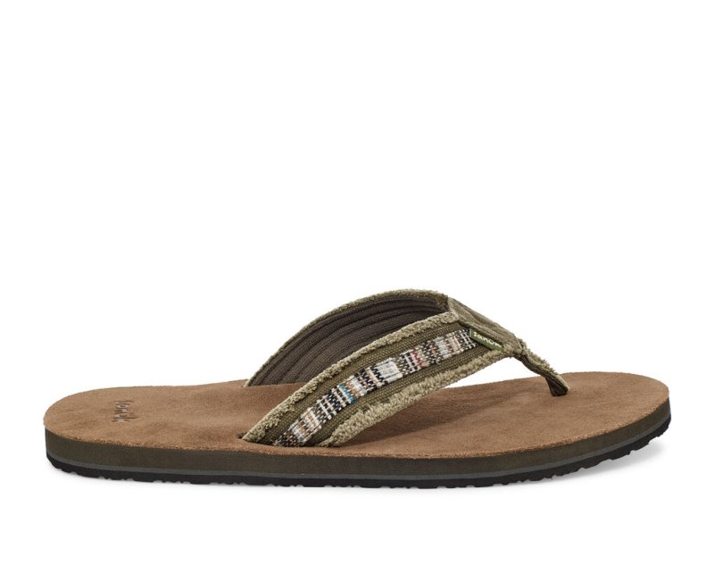 Men Sanuk Fraid So Eco Friendly Flip Flops Brown | RAK672819