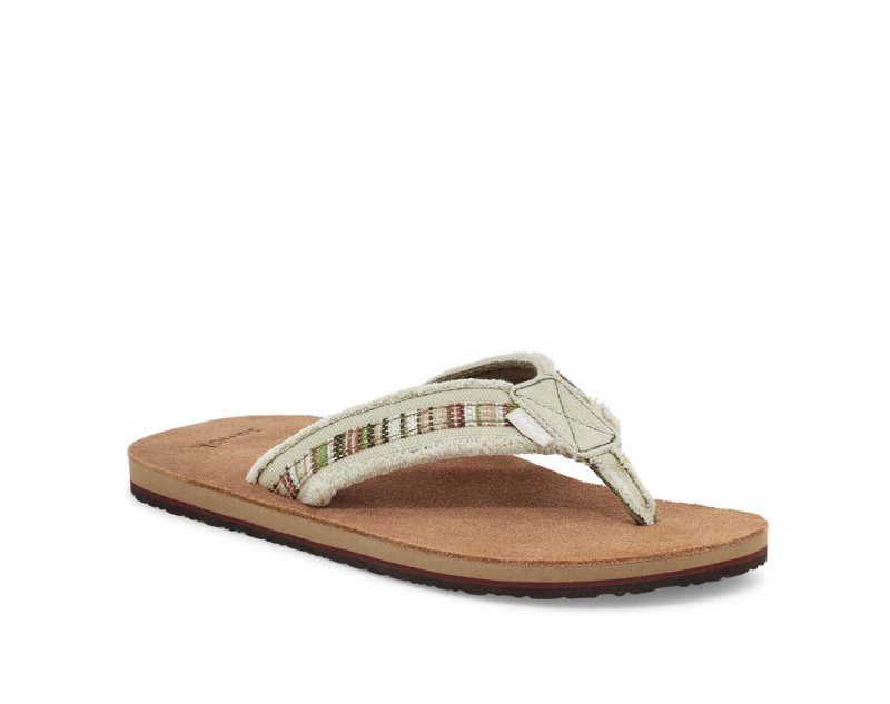 Men Sanuk Fraid So Eco Friendly Flip Flops Beige | KIE027356