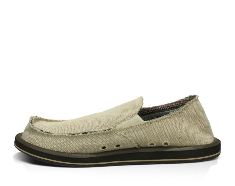 Men Sanuk Hemp Sidewalk Surfers Beige | IGF790845