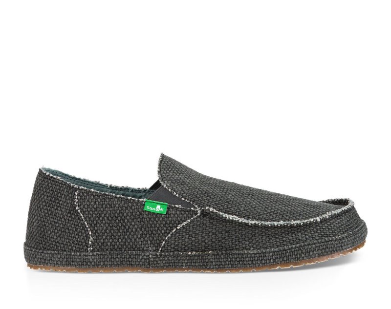 Men Sanuk Rounder Shoes Black | XDN792563