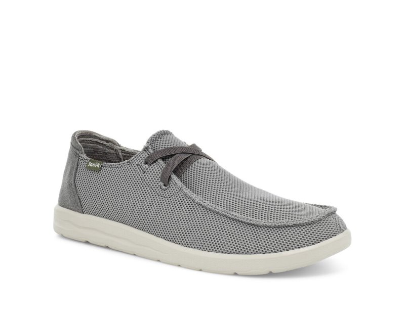 Men Sanuk Shaka Mesh No Tie Shoes Grey | DTC174598