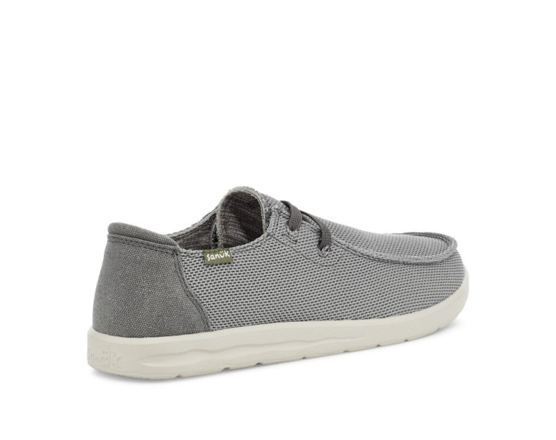 Men Sanuk Shaka Mesh No Tie Shoes Grey | DTC174598