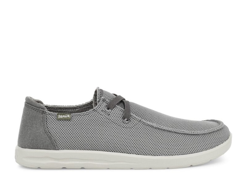 Men Sanuk Shaka Mesh No Tie Shoes Grey | DTC174598