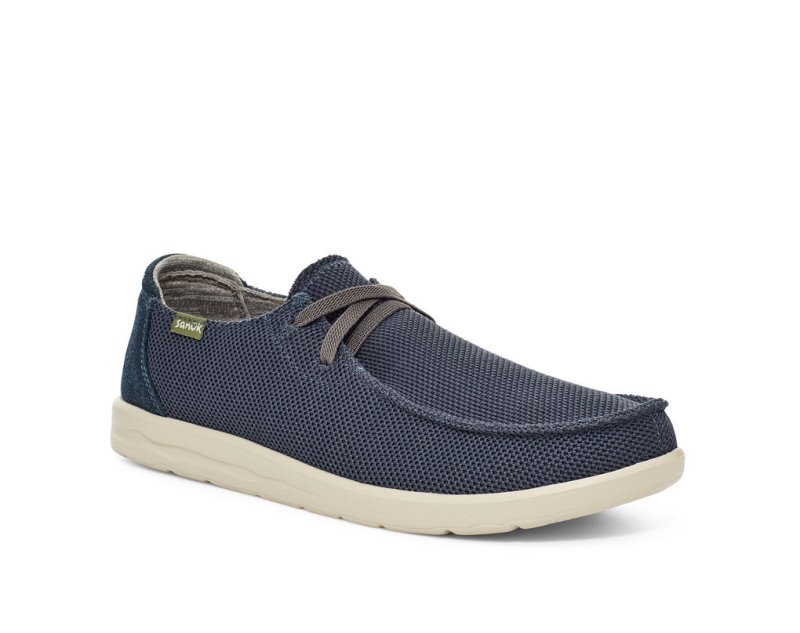 Men Sanuk Shaka Mesh No Tie Shoes Navy | BXG461875