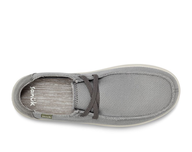 Men Sanuk Shaka Mesh No Tie Sidewalk Surfers Grey | IKP537182