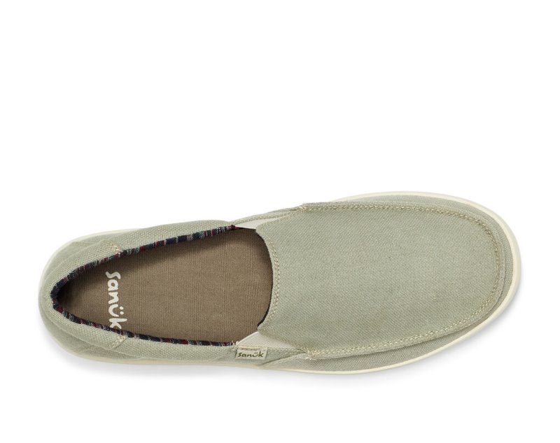 Men Sanuk Sideline 2 Hemp Slip On Shoes Light Green | IGM039418