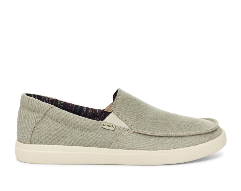 Men Sanuk Sideline 2 Hemp Slip On Shoes Light Green | IGM039418