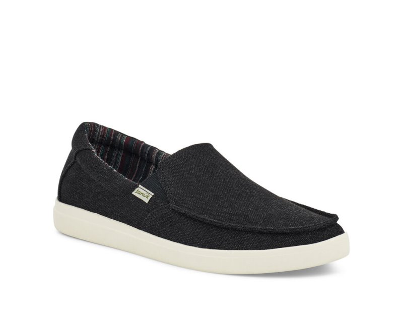 Men Sanuk Sideline 2 Hemp Slip On Shoes Black | FUB291308