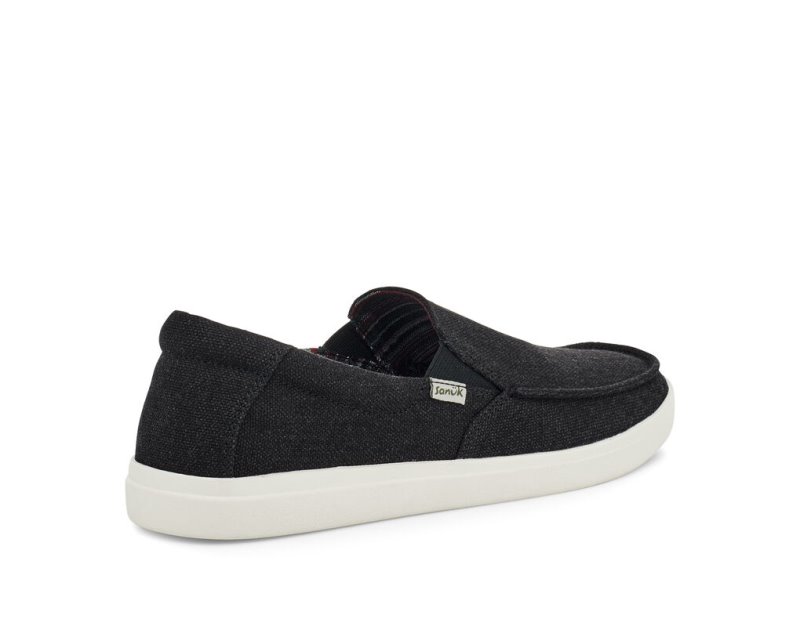 Men Sanuk Sideline 2 Hemp Slip On Shoes Black | FUB291308