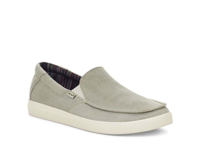 Men Sanuk Sideline 2 Hemp Slip On Sidewalk Surfers Light Green | EYG187593