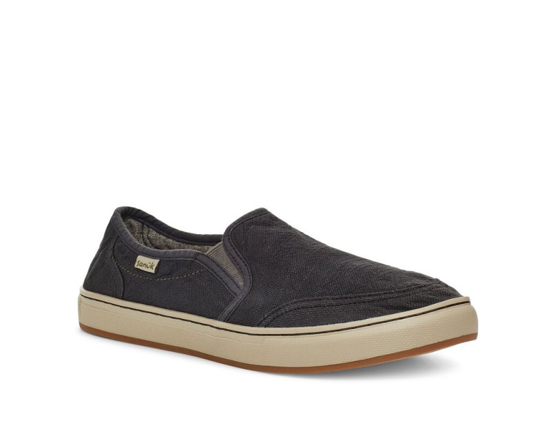 Men Sanuk Tideline Hemp Slip On Shoes Black | ZBD014532