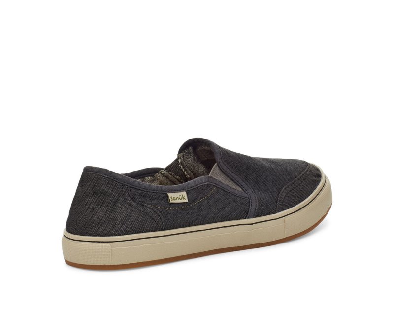 Men Sanuk Tideline Hemp Slip On Shoes Black | ZBD014532