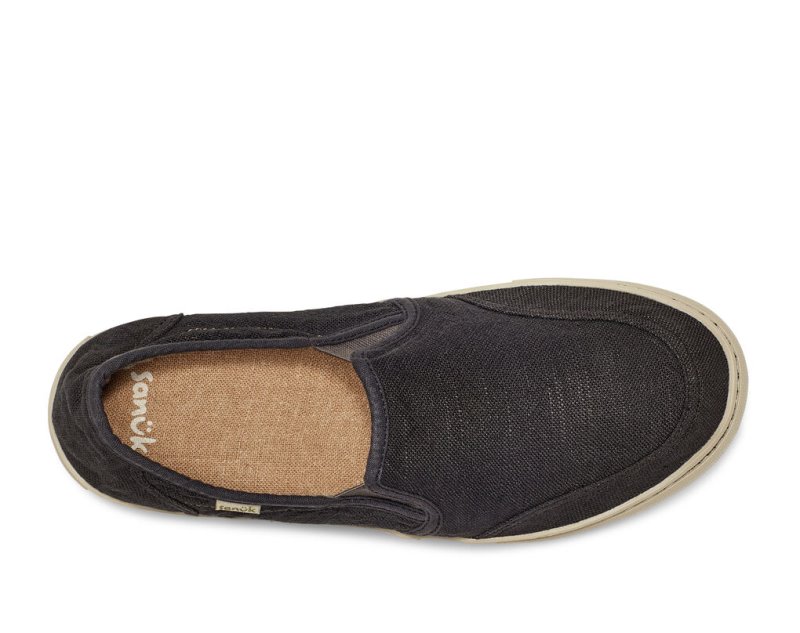 Men Sanuk Tideline Hemp Slip On Shoes Black | ZBD014532