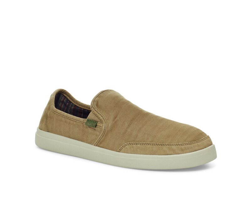 Men Sanuk Vagabond Slip On Sneaker Wash Vegan Sidewalk Surfers Khaki | MKZ061258