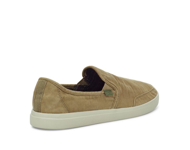 Men Sanuk Vagabond Slip On Sneaker Wash Vegan Sidewalk Surfers Khaki | MKZ061258