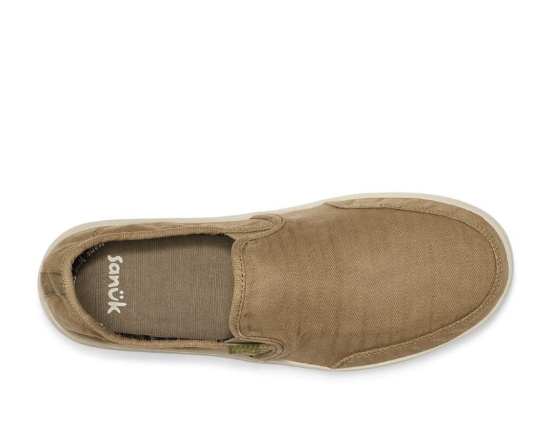 Men Sanuk Vagabond Slip On Sneaker Wash Vegan Sidewalk Surfers Khaki | MKZ061258