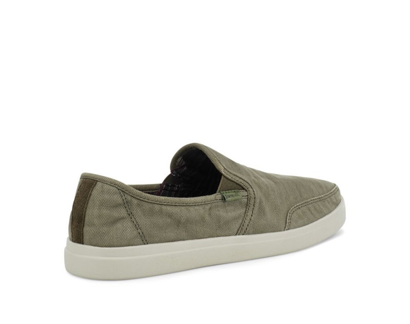 Men Sanuk Vagabond Slip On Sneaker Wash Vegan Sidewalk Surfers Olive | YBU301469