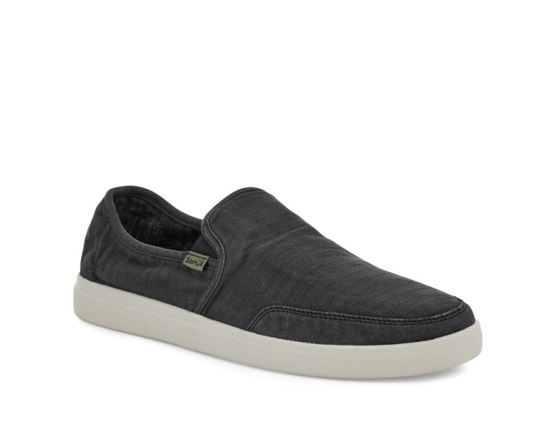 Men Sanuk Vagabond Slip On Sneaker Wash Vegan Sidewalk Surfers Black | DHX216457