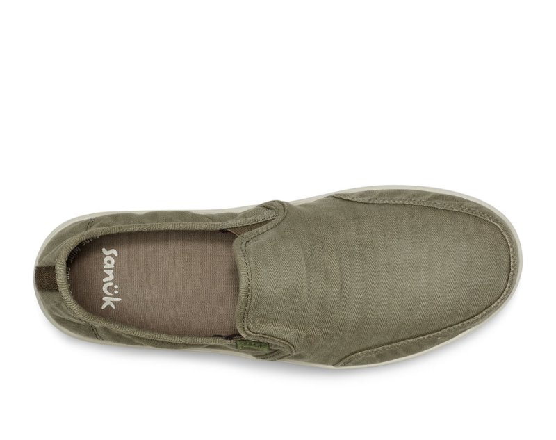 Men Sanuk Vagabond Slip On Sneaker Wash Vegan Shoes Olive | NQT018672