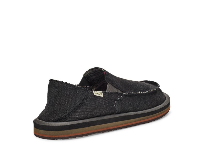 Men Sanuk Vagabond Soft Top Hemp Collapsible Heel Sidewalk Surfers Black | YQV542809