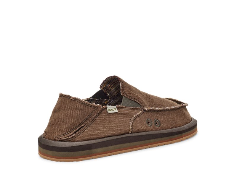 Men Sanuk Vagabond Soft Top Hemp Collapsible Heel Sidewalk Surfers Brown | TLO813527