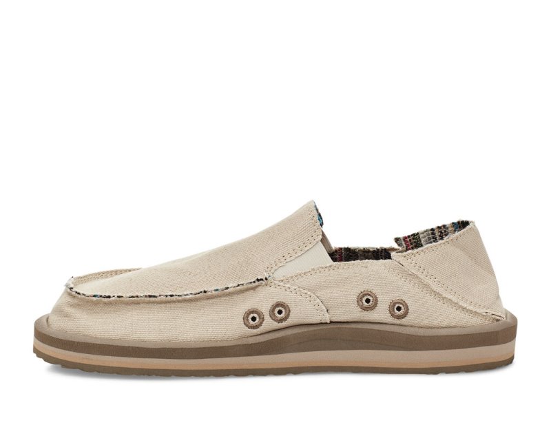 Men Sanuk Vagabond Soft Top Hemp Collapsible Heel Sidewalk Surfers Beige | PQF743612