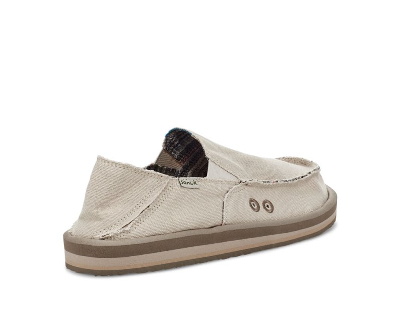 Men Sanuk Vagabond Soft Top Hemp Collapsible Heel Sidewalk Surfers Beige | PQF743612