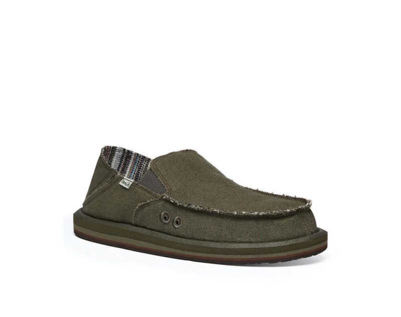 Men Sanuk Vagabond Soft Top Hemp Collapsible Heel Sidewalk Surfers Olive | SAJ406328