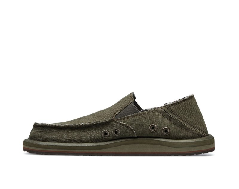 Men Sanuk Vagabond Soft Top Hemp Collapsible Heel Sidewalk Surfers Olive | SAJ406328