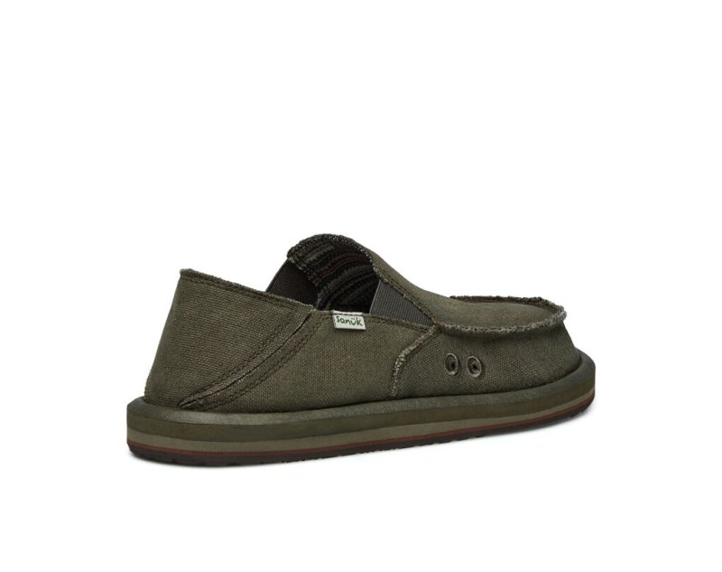 Men Sanuk Vagabond Soft Top Hemp Collapsible Heel Sidewalk Surfers Olive | SAJ406328