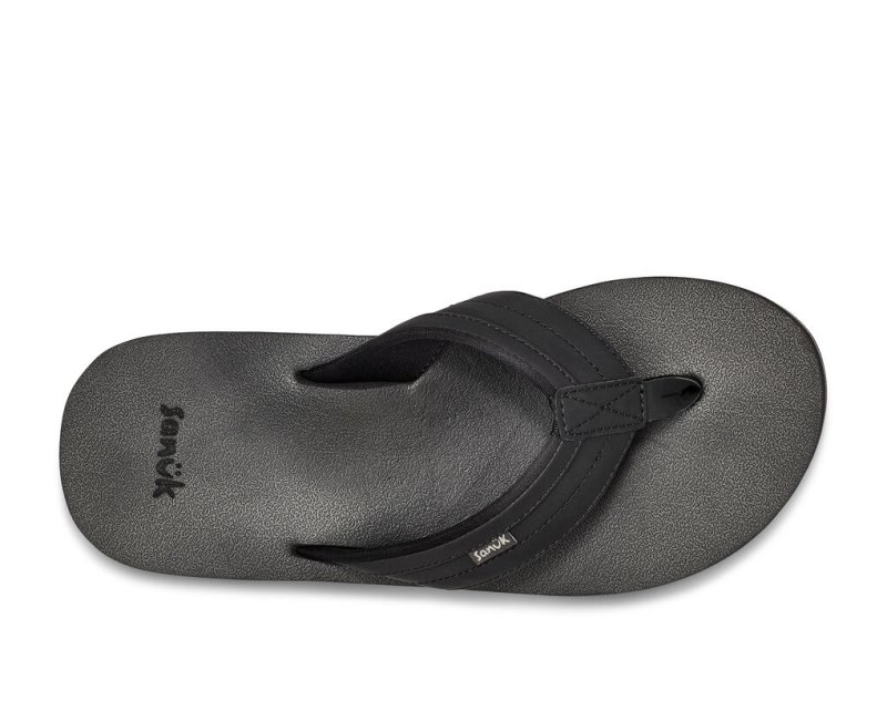 Men Sanuk Ziggy Water Friendly Flip Flops Black | XEW657089