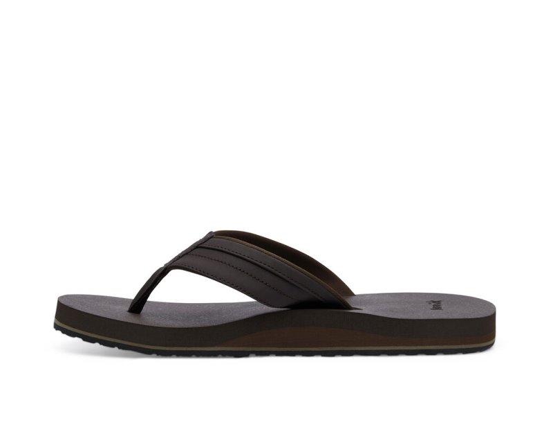 Men Sanuk Ziggy Water Friendly Flip Flops Dark Brown | GTS432958