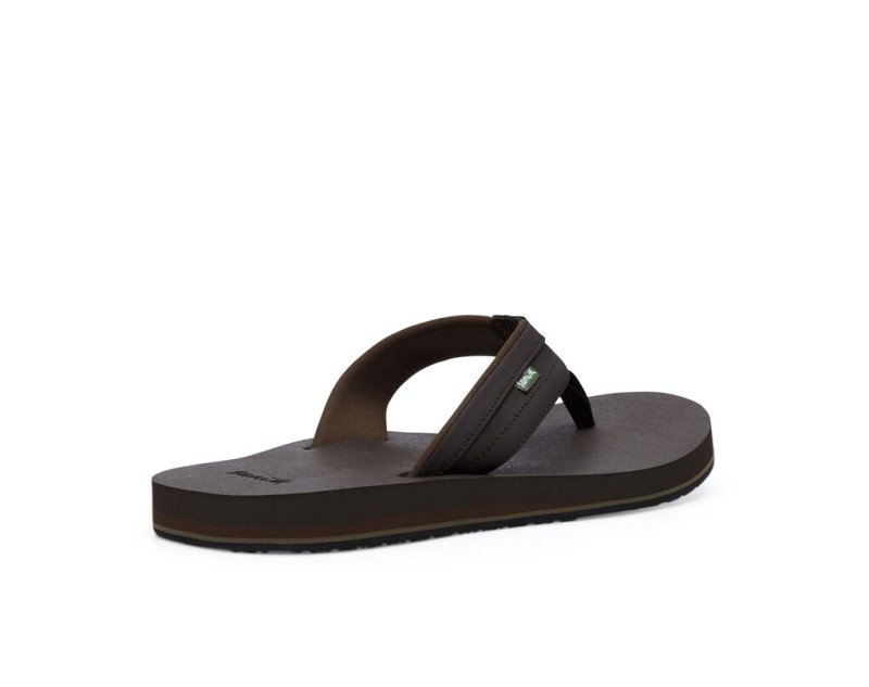 Men Sanuk Ziggy Water Friendly Flip Flops Dark Brown | GTS432958