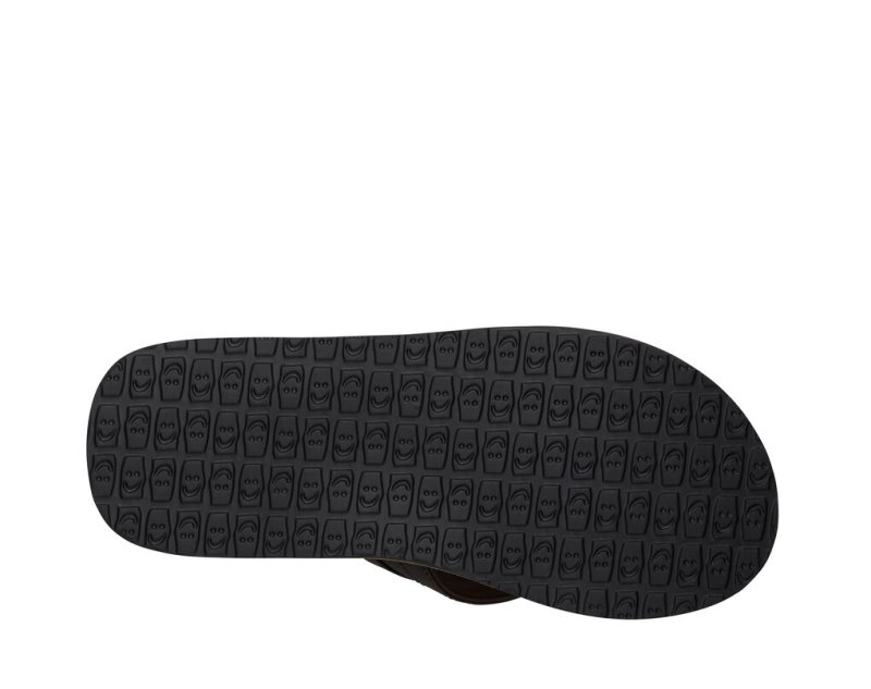 Men Sanuk Ziggy Water Friendly Flip Flops Dark Brown | GTS432958