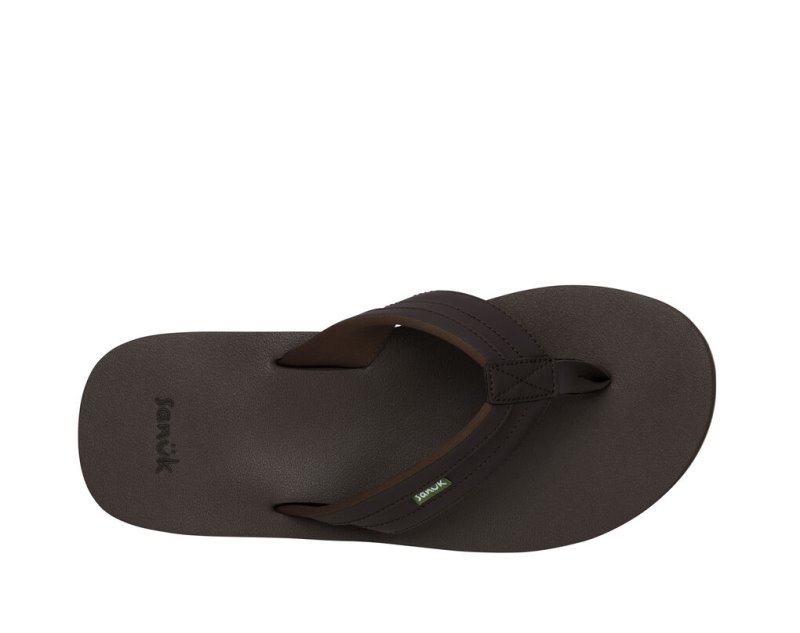 Men Sanuk Ziggy Water Friendly Flip Flops Dark Brown | GTS432958