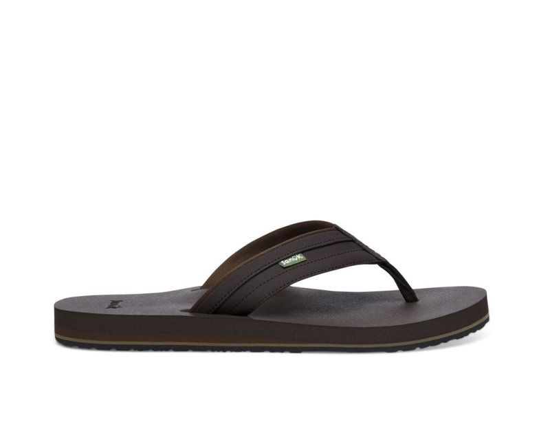 Men Sanuk Ziggy Water Friendly Flip Flops Dark Brown | GTS432958