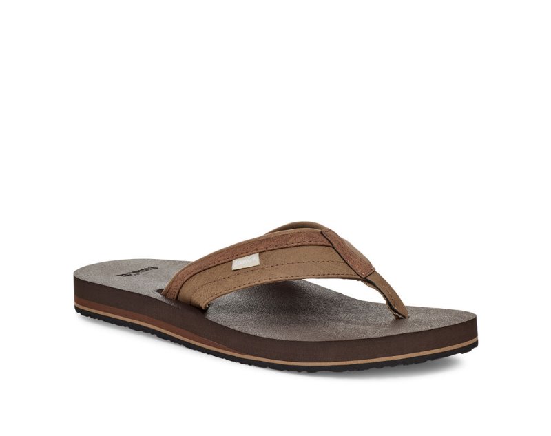 Men Sanuk Ziggy Water Friendly Flip Flops Brown | EKF310264