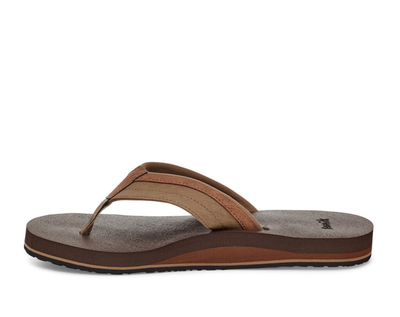 Men Sanuk Ziggy Water Friendly Flip Flops Brown | EKF310264