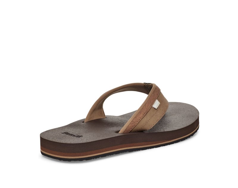 Men Sanuk Ziggy Water Friendly Flip Flops Brown | EKF310264