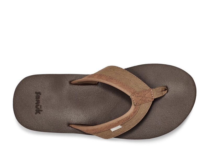 Men Sanuk Ziggy Water Friendly Flip Flops Brown | EKF310264