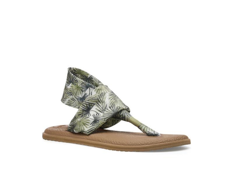 Women Sanuk 2 Tropical Vegan Sandals Olive | CSN396840