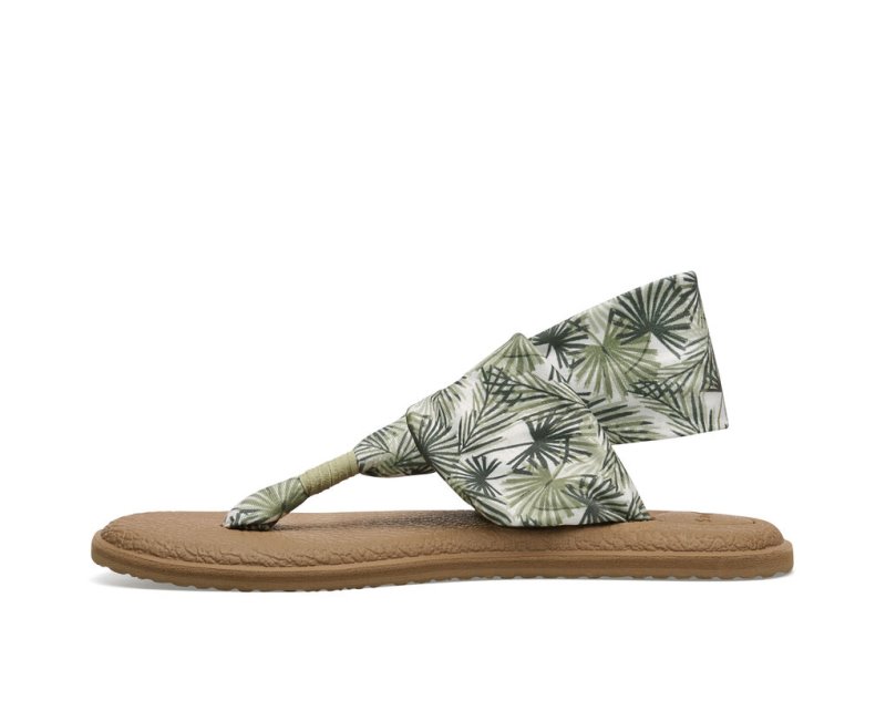 Women Sanuk 2 Tropical Vegan Sandals Olive | CSN396840