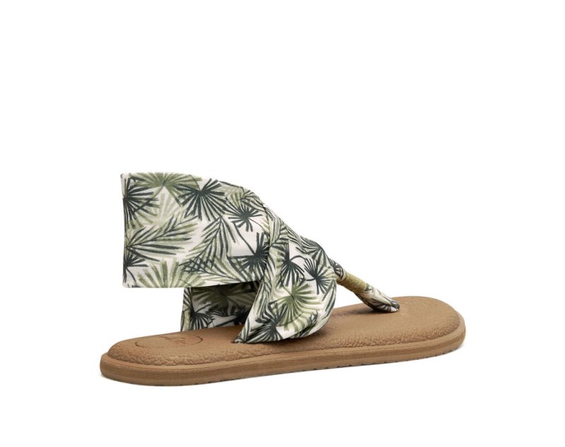 Women Sanuk 2 Tropical Vegan Sandals Olive | CSN396840