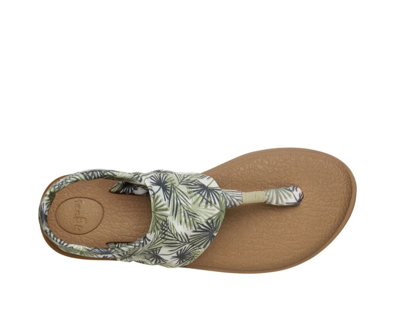 Women Sanuk 2 Tropical Vegan Sandals Olive | CSN396840