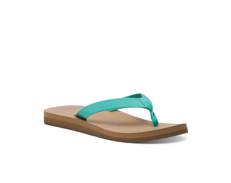 Women Sanuk Ashland St Vegan Flip Flops Turquoise | PNU360259