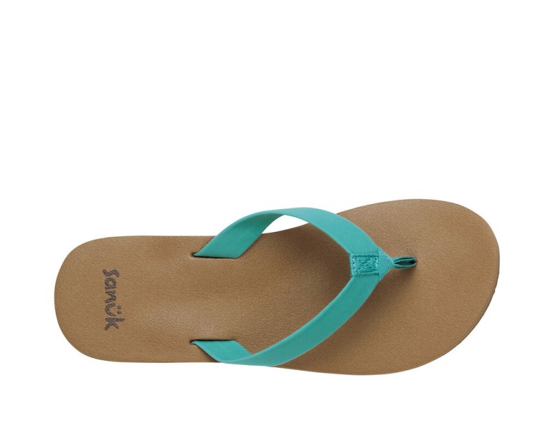 Women Sanuk Ashland St Vegan Flip Flops Turquoise | PNU360259