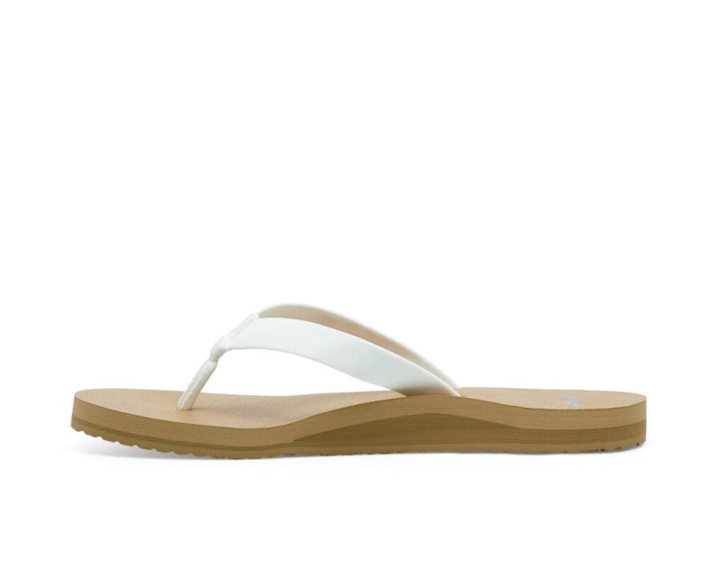 Women Sanuk Ashland St Vegan Flip Flops White / Brown | FYA650749