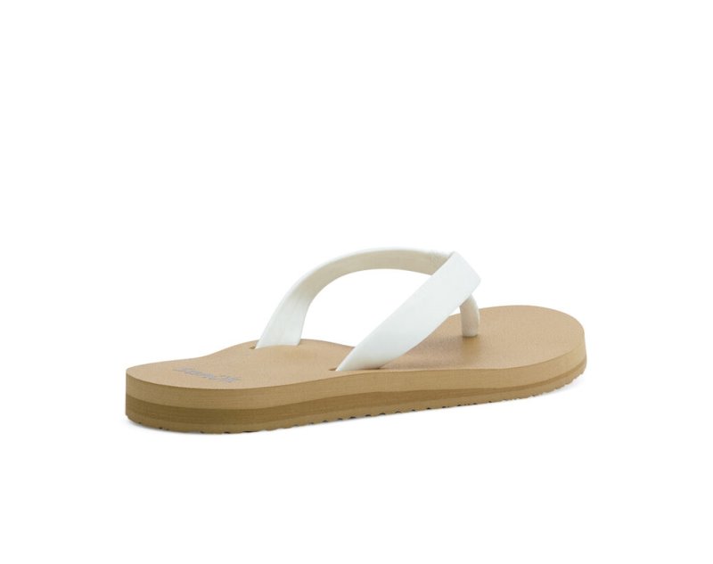 Women Sanuk Ashland St Vegan Flip Flops White / Brown | FYA650749